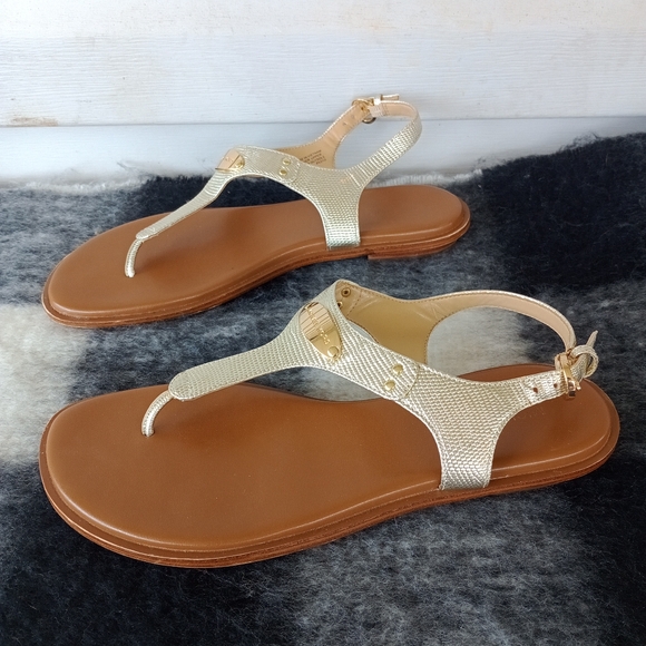 MICHAEL Michael Kors Plate Sandal Gold Metallic Snake Women’s Size 10M - Picture 2 of 13